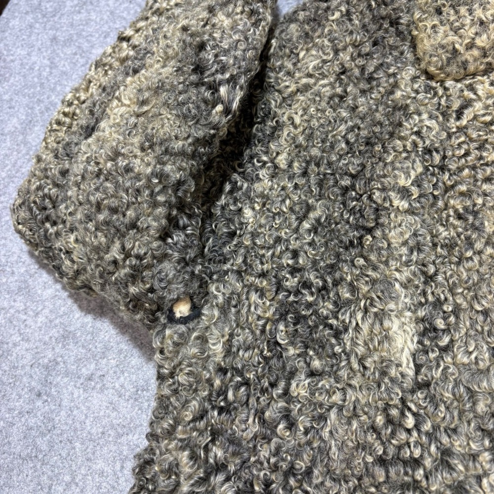 Vintage Hutzler Brothers Co Baltimore Faux Fur Curly Gray Beige Coat Jacket - Picture 5 of 7
